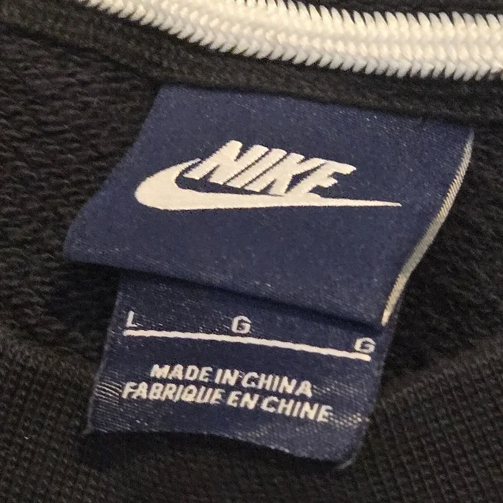 Nike Black Stripe Embroidered Logo Crewneck Sweatshirt Size L Men's